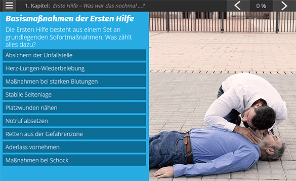 Erste Hilfe Maßnahmen